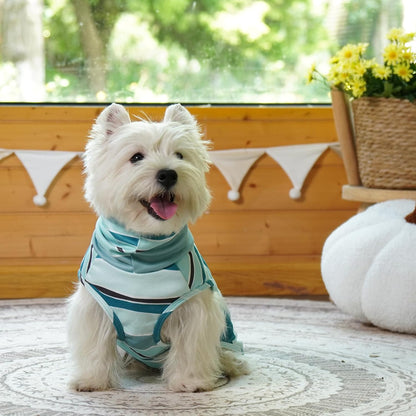 ROZKITCH Striped Dog Sweater with Leash Hole,Comfortable for Long Walks Outdoor Acticities, Soft Fleece Vest Pajamas for Giant Breeds Great Dane, English Mastiff, Tibetan Mastiff BlueStripe 4XL