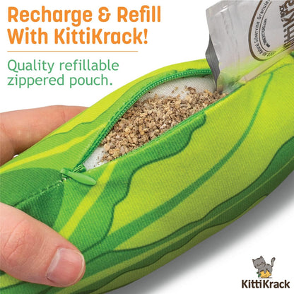 KittiVeggi 2-Pack Organic Silvervine Catnip Substitute Toys for Cats & Kittens | 100% All-Natural Wild Harvested Silvervine | 2 Refillable Vegetable Kicker Cat Toys