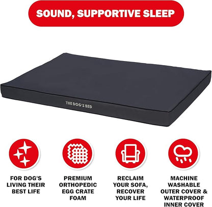 The Dog’s Bed Orthopedic Dog Bed, XXL Grey with Black Trim, Waterproof, Supportive Dog Bed with Washable Replaceable Covers