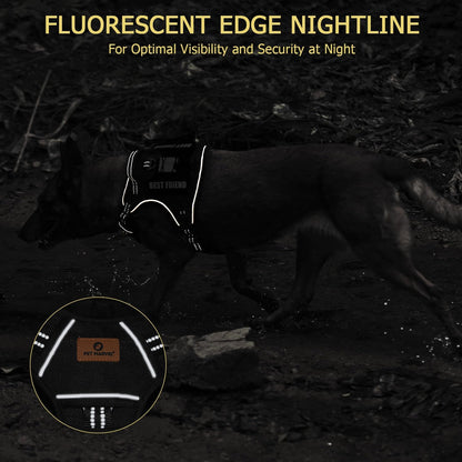 PET MARVEL Tactical Dog Harness for Large Size, No Pull Military Dog Vest with Easy Control Handle, Molle Hoop & Loop, Adjustable Reflective Reinforced Stich for Walking Training, Black