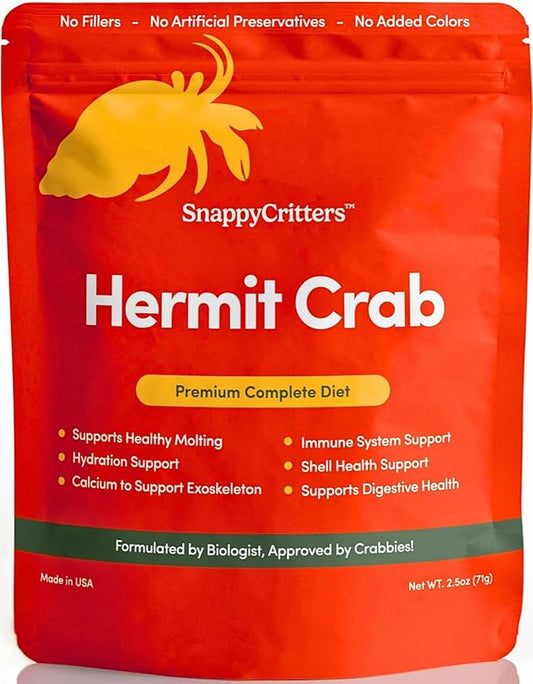 Hermit Crab Food - Premium Complete Diet. Non-GMO Organic. US FDA Facility. Supports Molting, Shell Health, Digestive System and Over-All Immune System - 2.5 oz