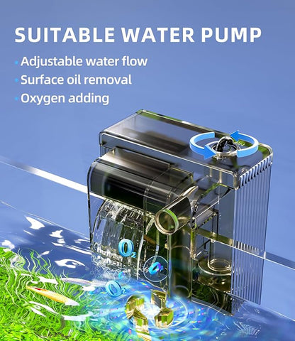 5 Gallon Fish Tank Aquarium Kit with Filter, LED Light with Timer, Siphon Vacuum Cleaner, Lid, Self-Cleaning Glass Rimless Betta Tank