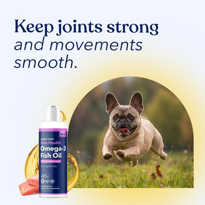 Honest Paws Wild Alaskan Salmon Oil for Dogs & Cats – Omega 3 Fish Oil Supplement for Skin, Coat, Joint & Heart Health – Natural, Sustainably Sourced, 16 oz