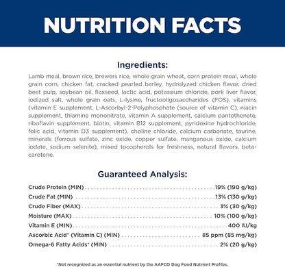 Hill's Science Diet Adult 1-6, Adult 1-6 Premium Nutrition, Dry Dog Food, Lamb & Brown Rice, 15.5 lb Bag