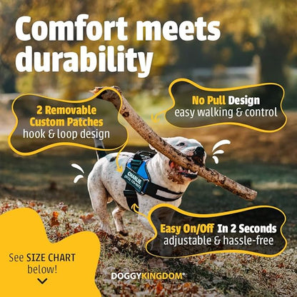 Personalized No-Pull Dog Harness with Name Patch, Adjustable, Reflective, Padded, Heavy Duty Pet Vest to Prevent Tugging, Pulling, or Choking, Training and Walking, US Flag, S