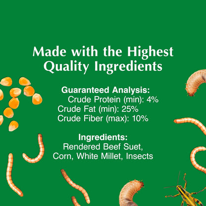 C&S Insect Suet Treat, Suet Cakes for Wild Birds, 11.75 Ounces, Pack of 8