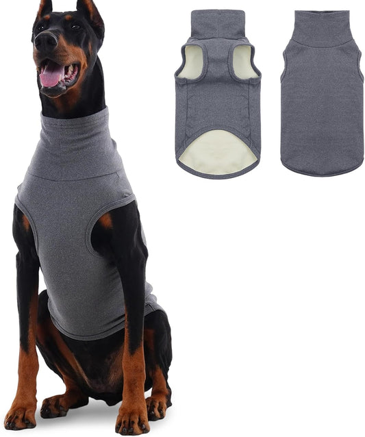 ROZKITCH Dog Sweaters Soft Fleece Pullover Sweatshirt Pajamas, Turtleneck Warm Pet Cold Weather Jacket Stretchy Vest Jumpsuit Apparel Outfit Clothes for Small Medium Large Dogs Walking Sleep Grey 4XL