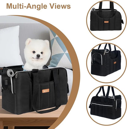 Dog Purse Carrier for Small Dogs Cats Rabbits Up to 15lbs, Lightweight Pet Sling Carriers with Crossbody Strap, Portable Puppy Soft Sided Tote Bag Carrier for Vet,Hiking,Travel Black