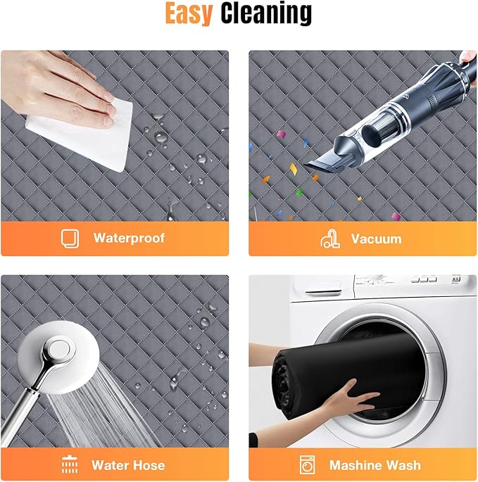 Dog Car Seat Cover for Back Seat, Dog Car Bed Cover with Strong Hard Bottom, Back Seat Extender Hammock for Cars SUV Truck 4 Panels Gray Color Large Size