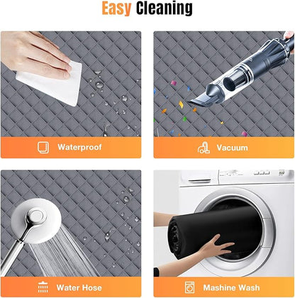 Dog Car Seat Cover for Back Seat, Dog Car Bed Cover with Strong Hard Bottom, Back Seat Extender Hammock for Cars SUV Truck 4 Panels Gray Color Large Size