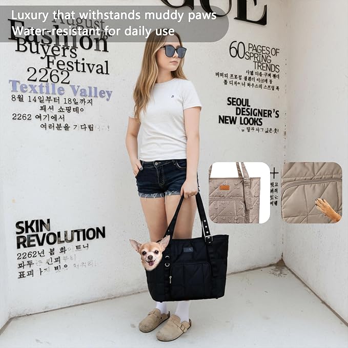 Dog Carriers for Small Dogs Pet Carrier Purse for Puppy and Cats Stylish Tote Bag with Pockets Adjustable Shoulder Strap for Travel/Shopping