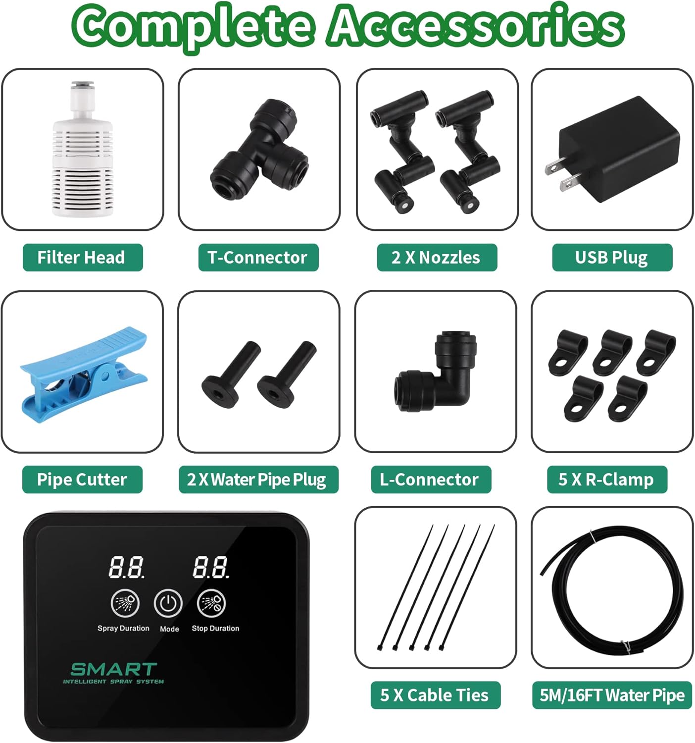 Reptile fogger Smart Spray System, Reptile Humidifiers Automatic with Timer, Reptile Mister with 360°Adjustable Misting Nozzles for Terrariums Amphibian Lizard Snake Frog Plants