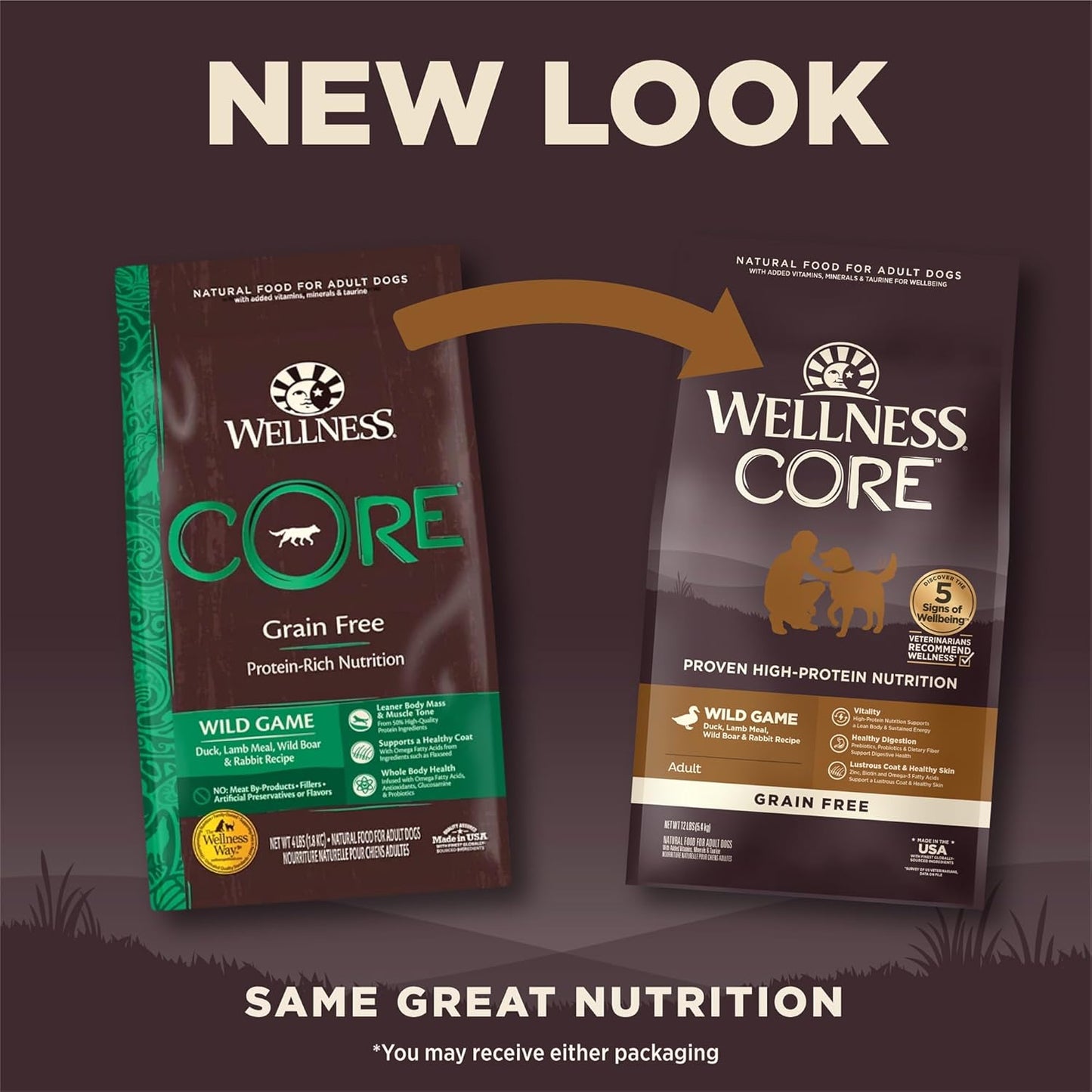 Wellness CORE Dry Dog Food, Grain-Free, High Protein, Natural, Wild Game Duck, Lamb, Wild Boar, & Rabbit Recipe, (12-Pound Bag)