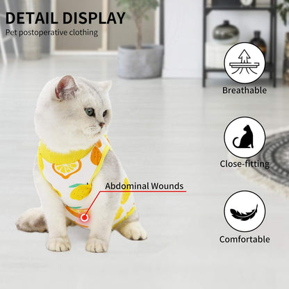 Cat Professional Surgical Recovery Suit,E-Collar Alternative for Cats Dogs,After Surgery Wear, Pajama Suit,Home Indoor Pets Clothing (L (8.5-11 Ibs), Lemon)