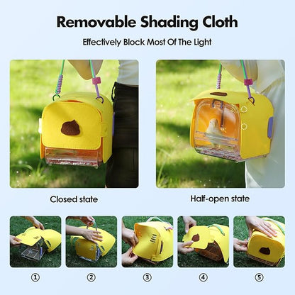 Small Bird Travel Carrier, Portable Bird Cage for Small Bird Parrot Parakeet with Shade Cover and Standing Perch, Lightweight Bird Carry Transport Cage for Vet Visit Shopping and Outdoor Adventure