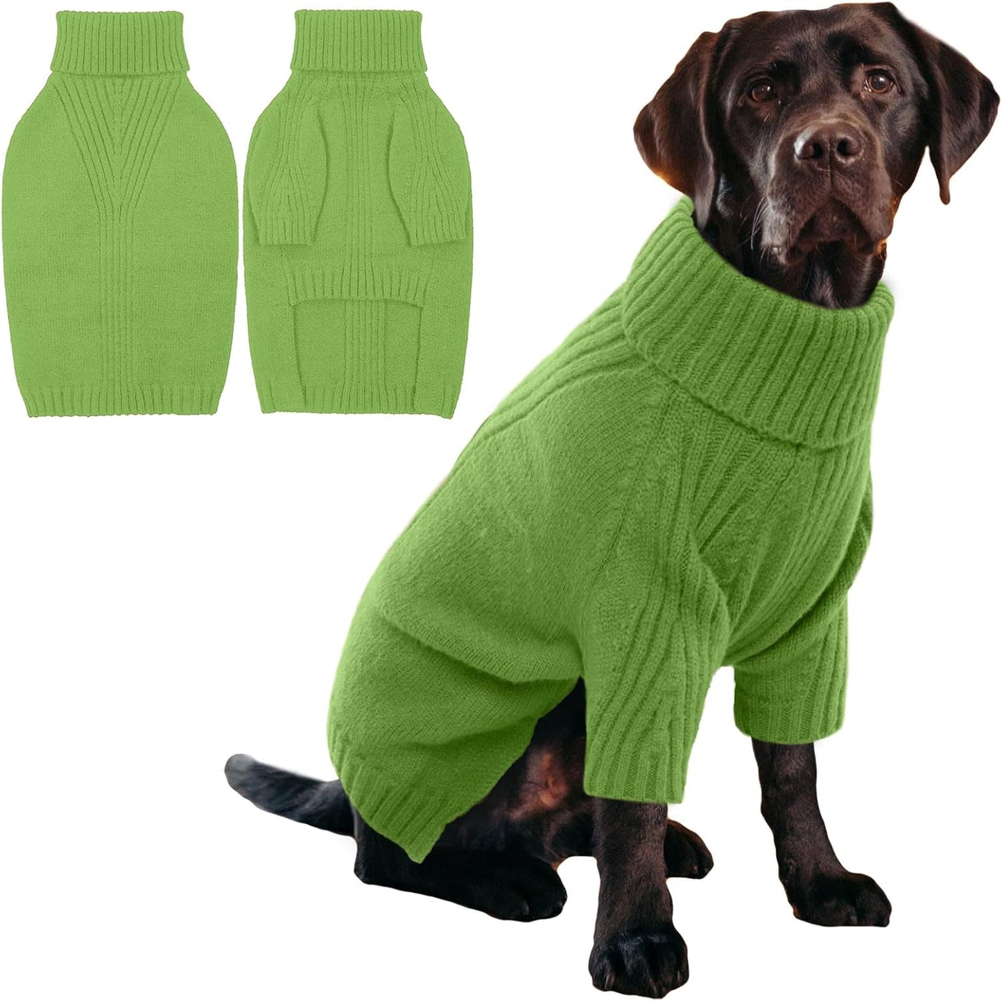 IECOii XXXL Dog Sweater,Warm Dog Sweaters for Extra Large Dogs Girl Boy,Stretchy & Cozy,Turtleneck Knitted Pullover for Pet Wear On Christmas,Easy On Doggy Sweatshirt for Labrador (Grass Green,XXXL)