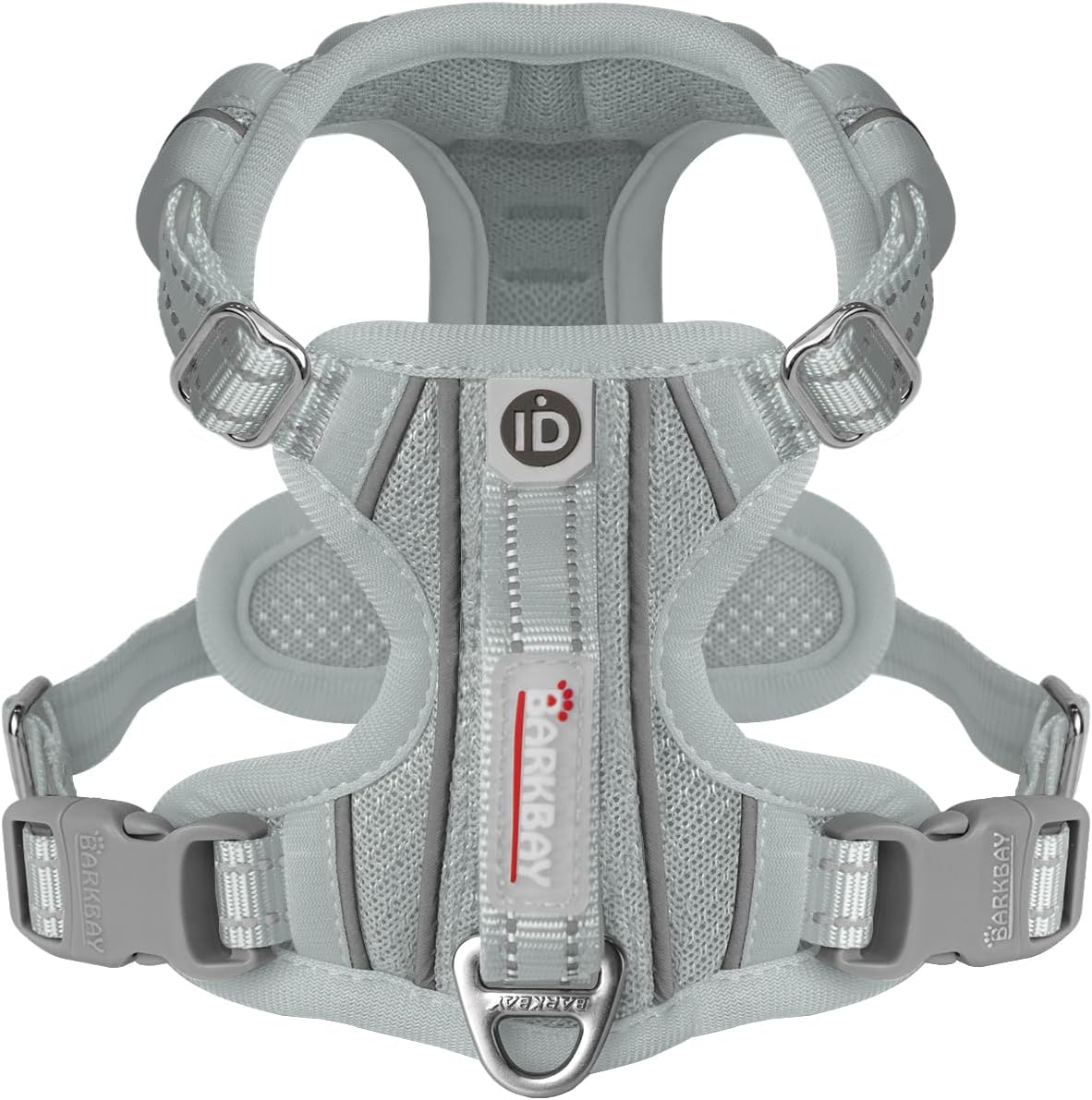 BARKBAY Dog Harness No Pull with ID Tag Pocket - Heavy Duty, Reflective, Easy Control for Large Dogs(Grey,XS)