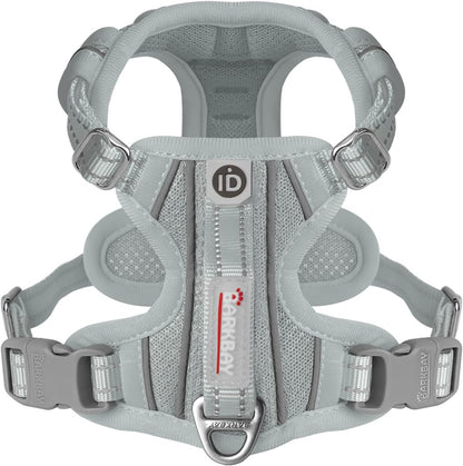 BARKBAY Dog Harness No Pull with ID Tag Pocket - Heavy Duty, Reflective, Easy Control for Large Dogs(Grey,XS)