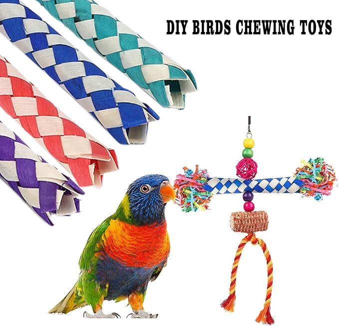 Parrot Toys 20 Pcs 5.5in, Bird Toys Bamboo Finger Traps,DIY Core Bird Chewing Toy Components,Colorful Chewing Toy,for Small Medium Parrots Parakeets,Cockatiel.