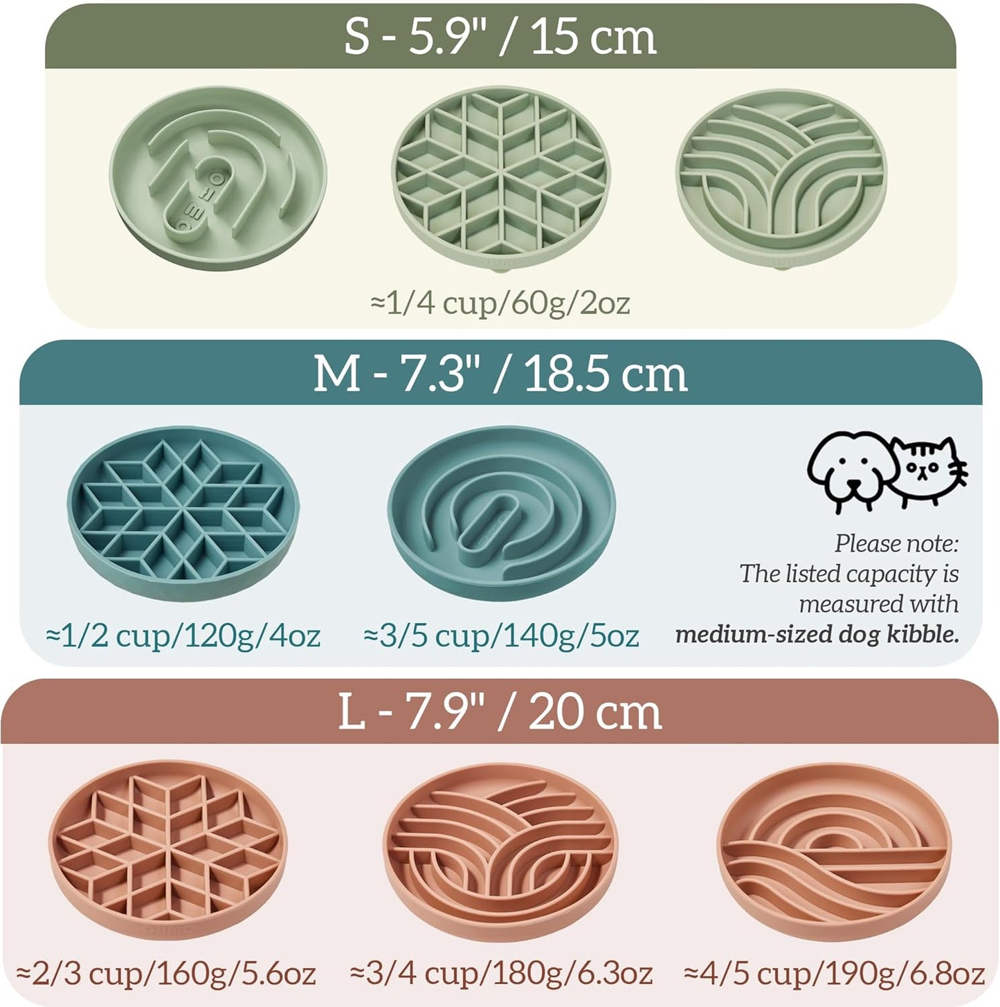 OHMO Slow Feeder Dog Bowls (Diamond, 8" Camo Green) Enrichment Toy Soft Silicone Food Safe Feeding Bowl Non Slip Suction Cup for All Breed Pet, Cat Slow Down Eating Dishes, Boredom and Anxiety Reducer