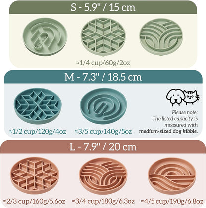 OHMO Slow Feeder Dog Bowls (Diamond, 8" Camo Green) Enrichment Toy Soft Silicone Food Safe Feeding Bowl Non Slip Suction Cup for All Breed Pet, Cat Slow Down Eating Dishes, Boredom and Anxiety Reducer