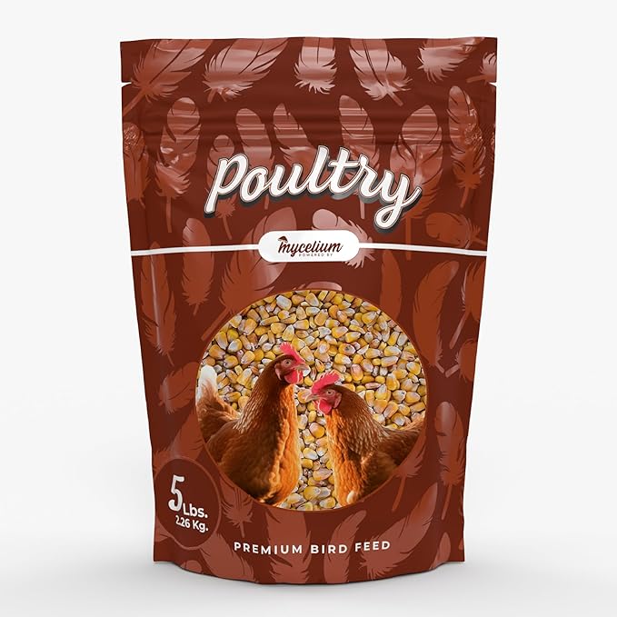 Mycelium Premium Corn – Organic, Non-GMO, High Nutritional Value Poultry Food for Chickens, Ducks & Turkeys, Sourced from Local USA Farms, Sustainable Farming, 5 lbs