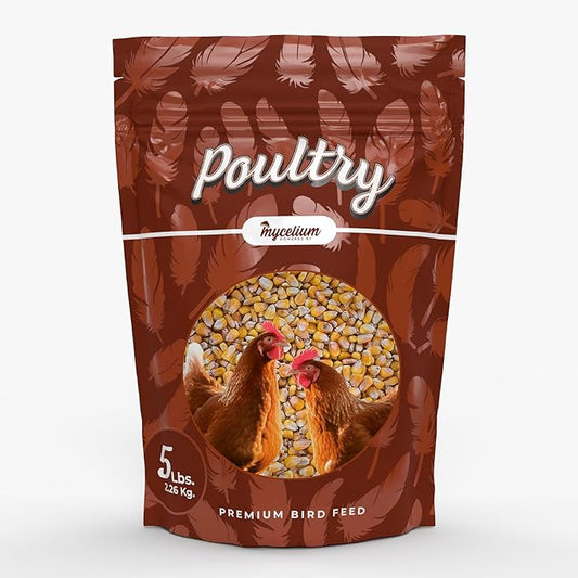 Mycelium Premium Corn – Organic, Non-GMO, High Nutritional Value Poultry Food for Chickens, Ducks & Turkeys, Sourced from Local USA Farms, Sustainable Farming, 5 lbs