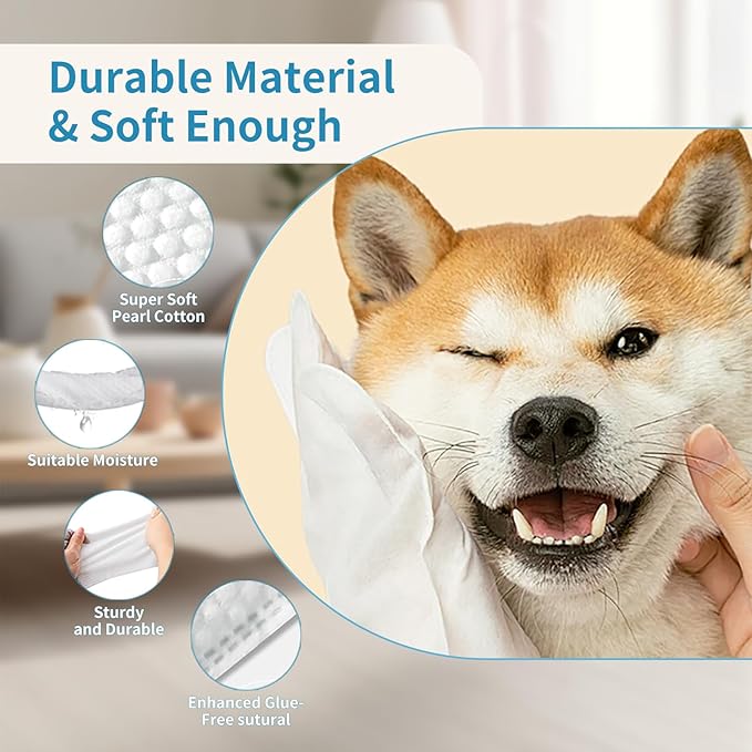 Hypoallergenic Pet Grooming Wipes for Dogs & Cats - Coconut Oil Cleaning & Deodorizing Bathing Wipes with Hydrating Formula for All Body Parts,Dog Cleaning Wipes Remove Odor (3 Pack)