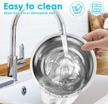 Dog Bowls Large Stainless Steel Dog Water and Food Bowls Set with No-Slip Base, Pet Feeder Bowls Raised Edges for No Spill, Dog Cat Dish for Small, Medium, and Large Pets