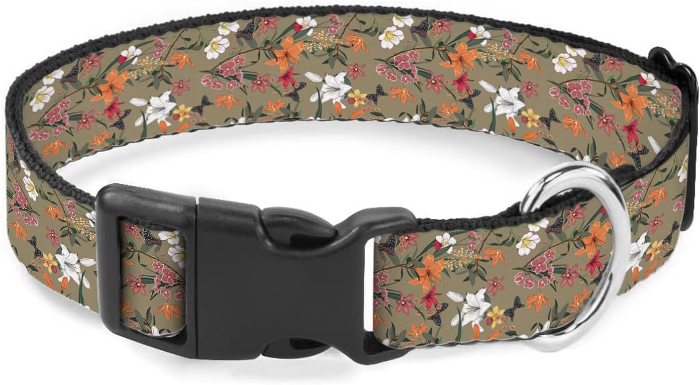 Red White Flower Dog Collars Butterfly Leaf Soft Adjustable Collar Strap for Small Medium Large Dogs Cats Pet