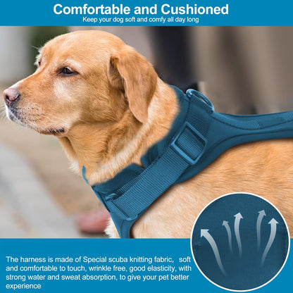 No Pull Lightweight Dog Harness: Adjustable Durable Breathable Mesh Pet Vest Harness with Soft & Comfortable Cushion, for Small Medium Large Dogs (Medium, Navy)
