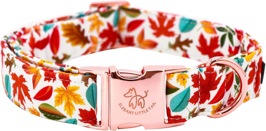 Elegant little tail Fall Dog Collar, Autumn Leaves Pet Collar Durable Dog Collars Male or Female Holiday Pet Gift Adjustable Dog Collar for Small Dogs