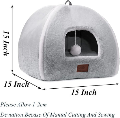 Cat Bed for Indoor Cats - Cat Cave Bed Cat House Cat Tent with Removable Washable Cushioned Pillow, Soft and Self Warming Kitten beds,Cat Beds & Furniture,for Small and Medium Pet Bed.
