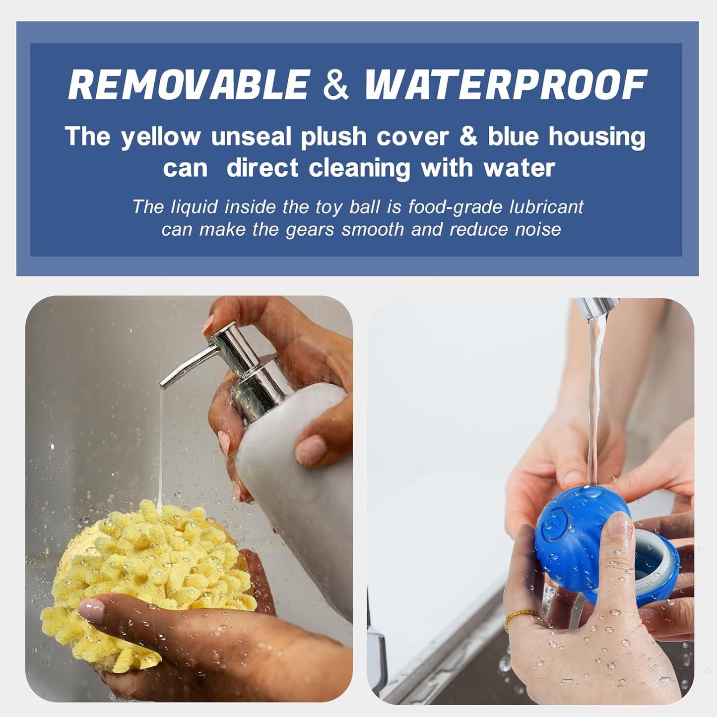 Interactive Dog Ball, Automatic Moving Toy Ball with Cover for Small Dogs, Self Rolling Best Boredom Toys for Gift, Dog Toys to Keep Them Busy(Blue, Small:2.2inch)