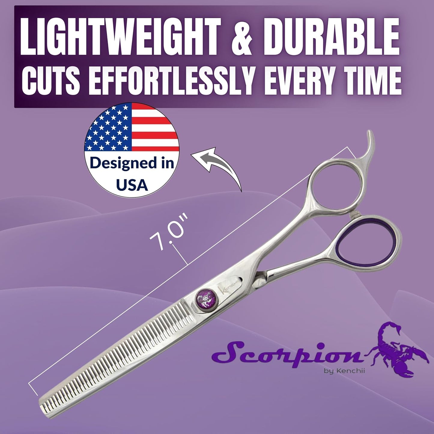 Kenchii Scorpion Dog Grooming Scissors, 46 Tooth Thinning Shears, Dog Scissors for Grooming, Professional Pet Grooming Scissors, Heavy Duty, Durable and Sharp