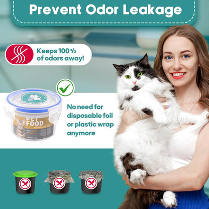 REFLYING Canned Cat Food Storage Lids,Reusable Airtight Can Cover Pet Food Sealer - Keeps Cat Food Storage Can Fresh, Cat Food Container Eliminates Odor, Easy To Use With SUS 304 Spoon,Can Opener