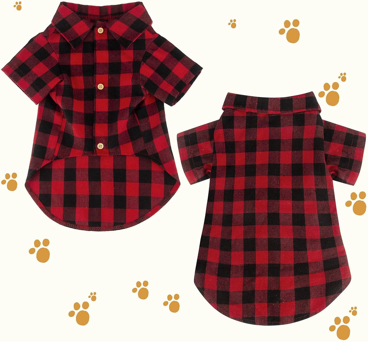Plaid Dog Shirt Red Buffalo Dog Outfit Soft Casual Pet Clothes for Small Medium Large Dogs Puppy Cats Halloween Thanksgiving Christmas Costumes(XL)