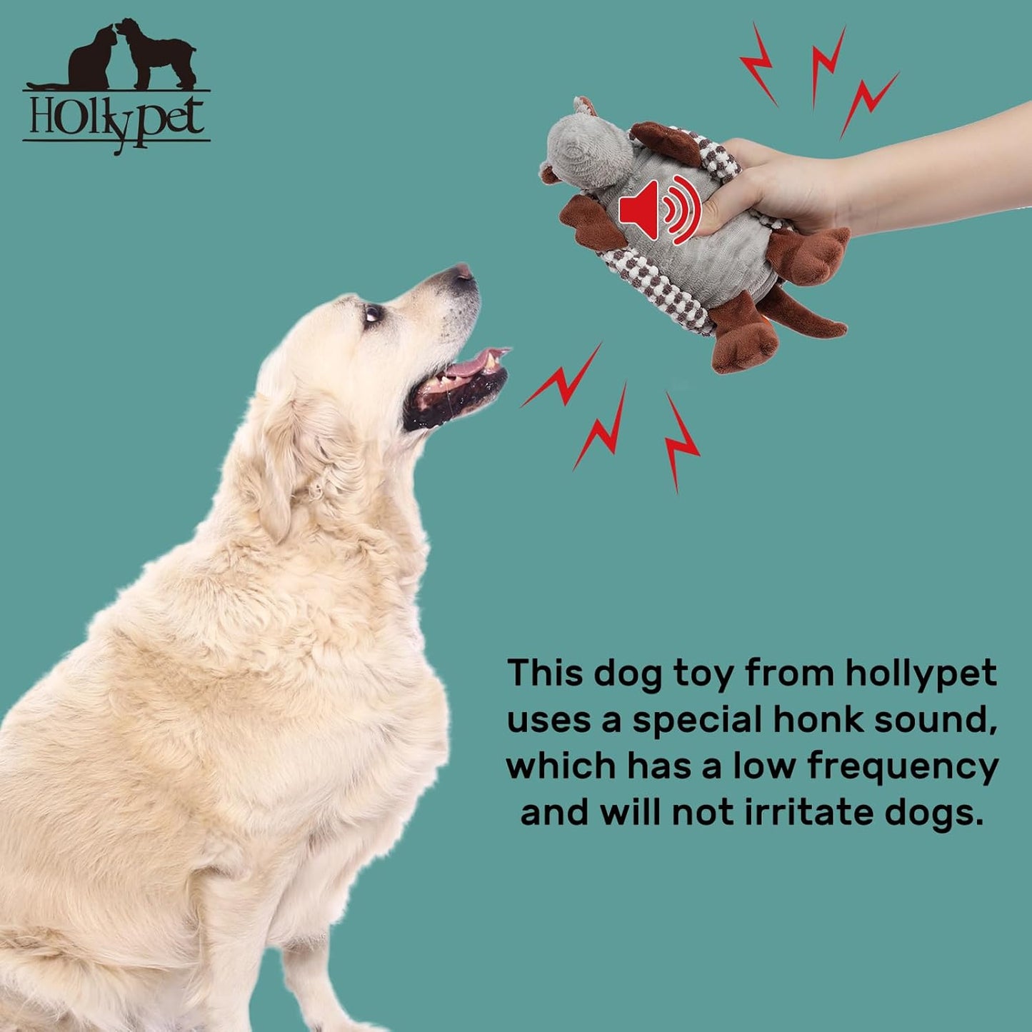 Hollypet Plush Dog Squeaky Toy Stuffed Armadillo Animal Pet Puppy Chew Toys with Clean Teeth for Small Medium Large All Breed Sizes Dogs, White and Light Grey,8 in