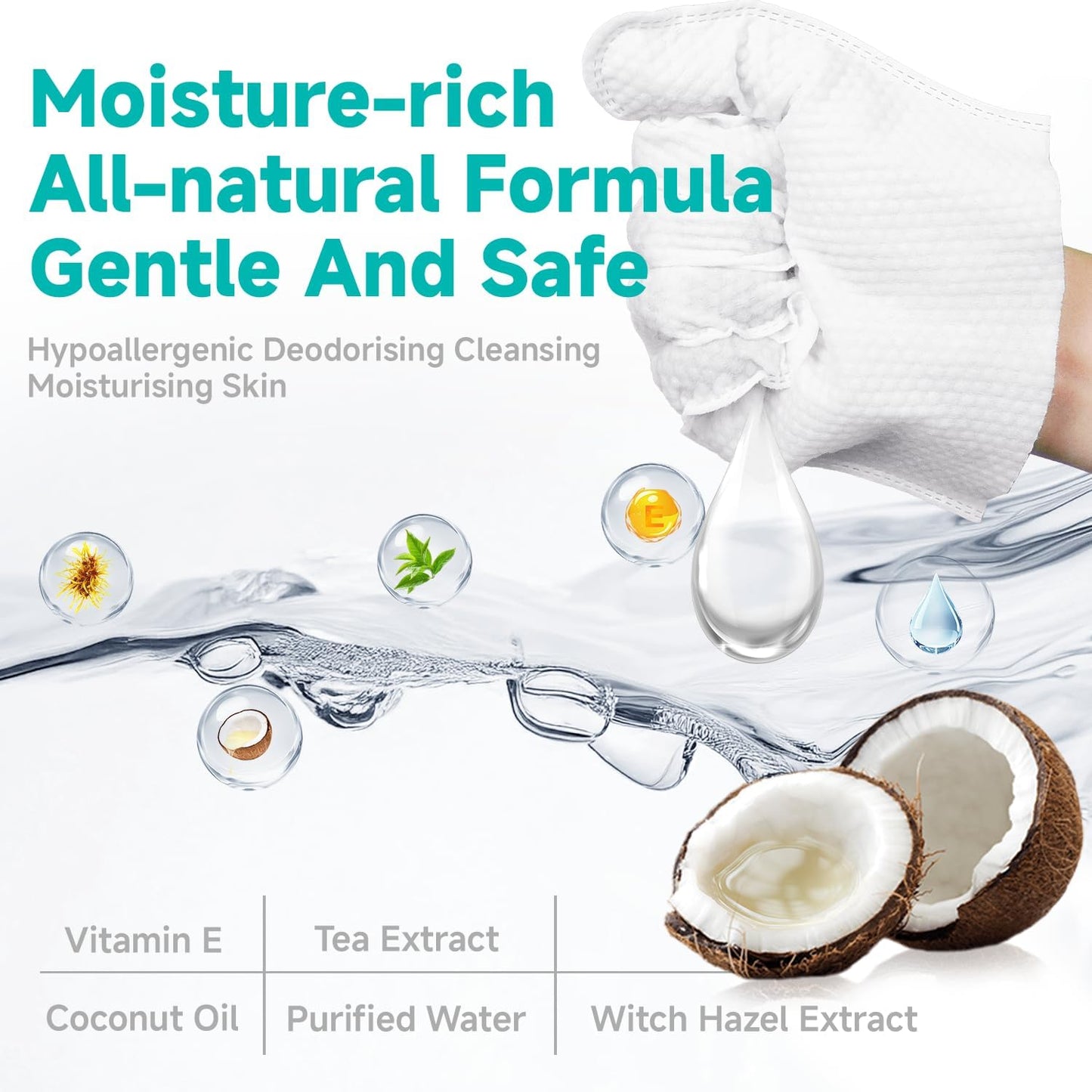 Pet Glove Wipes for Dogs and Cats [Individually Wrapped][Hypoallergenic Cleaning & Deodorising] Glove Bathing Wipes Moisture-rich Thickened Gloves for Daily Care, Traveling, Rinse Free Grooming Wipes