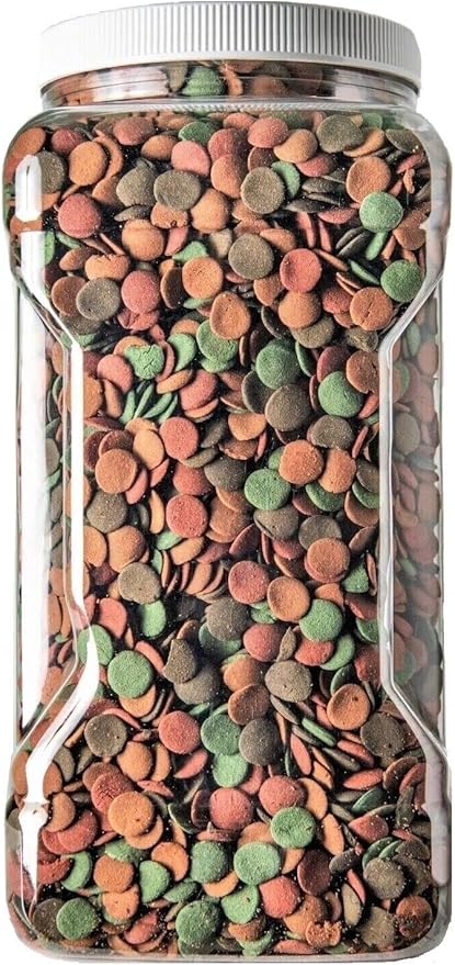 Aquatic Foods Inc. 4-Type 12mm - 1/2" Sinking Wafer Mix of Spirulina-Algae, Ultra-Worm, Ultra-Shrimp, Color Enhancing Wafers for Shrimp, Snails, Crabs, Crayfish, All Tropical Fish...2-lb Med Jar