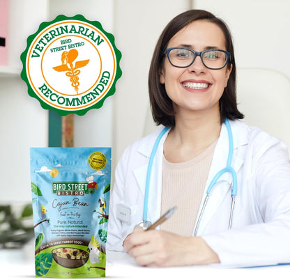 Bird Street Bistro Parrot Food for Parakeets & Cockatiels - Cajun Bean - 20 oz - Cooks in 3-15 min, Natural & Organic Grains, Fruits & Vegetables - USA Made