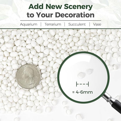 T4U Tumbled Chips Stones Crushed White Gravels 1 LB, Irregular Shaped Natural Rock Pebbles, DIY Polished Rocks for Potted Plant,Bonsai,Vase Fillers Aquarium Decoration, Aquarium Gravel Rocks