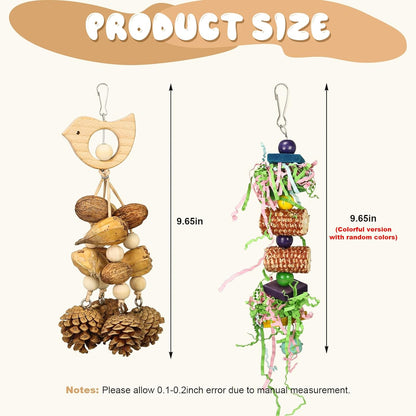Bird Toys 3 Pack Parrot Toys Natural Bird Cage Accessories Shredded Foraging Supplies Suitable for Parakeets, Cockatiels, Conures, Lovebirds and Most Small to Medium