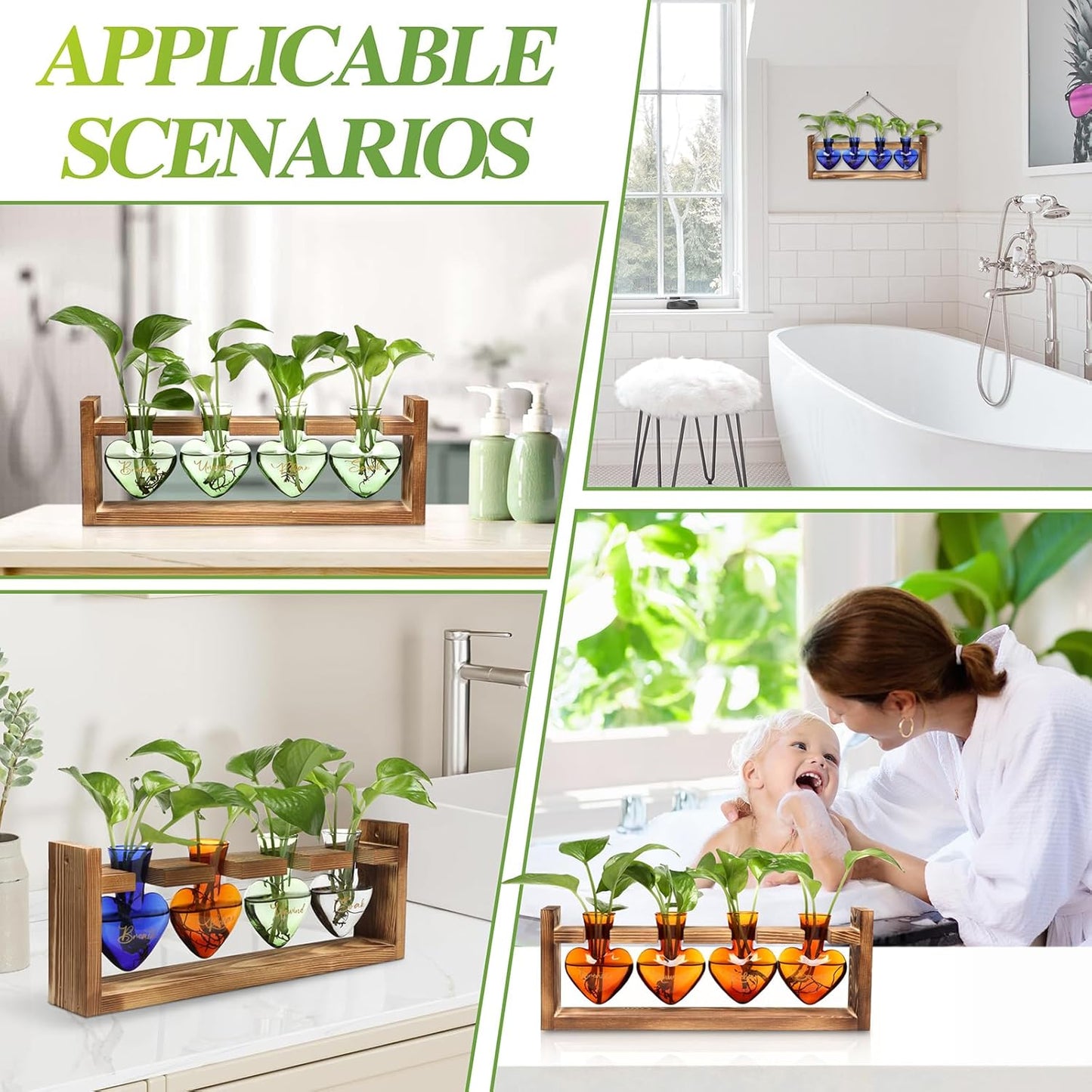 Plants Propagation Stations Plant Terrarium Kit for Bathroom Glass Planters for Indoor Plants Bathroom Decor Accessories - Relax Soak Unwind Breathe