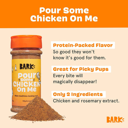 Barkbox Chicken Dog Treat Topper, High Protein Ingredients for All Breeds, Rosemary Extract for Large & Small Breeds, Elevate Dog Food Dining - Shake & Pour for Dog Bowls