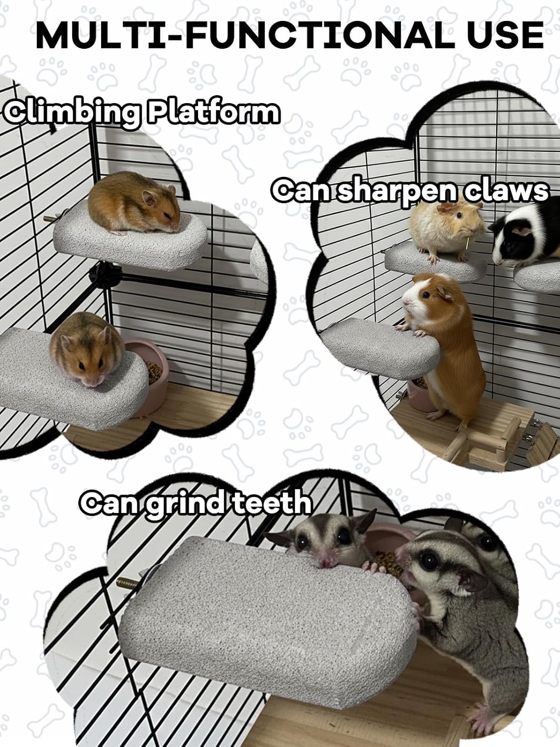 Chinchilla Lava Ledges Rat Climbing Platform 2 Pack Pumice Ledge Shelf Pet Chewing Grinding Toys Small Animals Cage Accessories for Totoro Squirrel Guinea Pig Hamster Gray