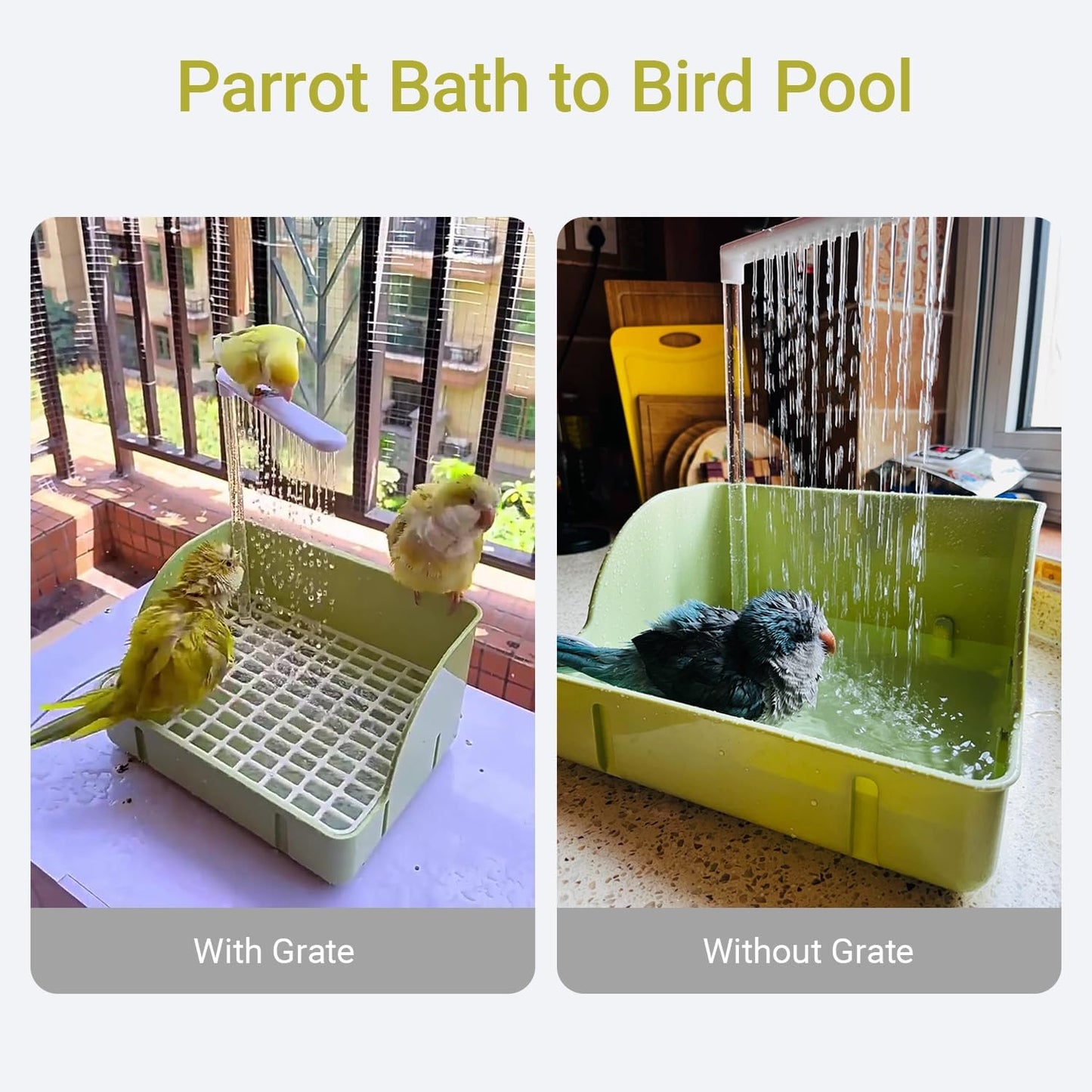 Bird Bath, Automatic Parrot Shower Bath with Pump, Birds Shower Bathtub with Running Water, Birdcage, Medium Birds Parakeet Budgies Cockatiels Conures Finches, Lovebird