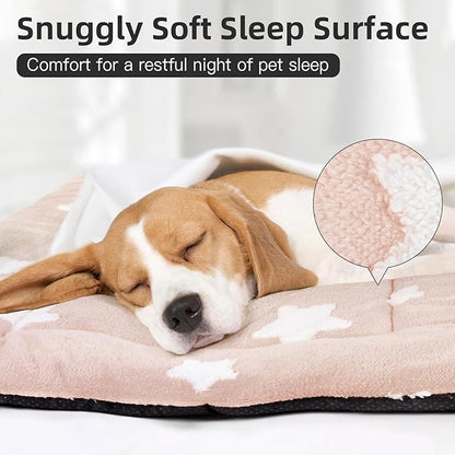 Mora Pets Dog Crate Pad Dog Kennel Bed Mat for Large Dogs Washable Cute Star Pet Bed for 36 inch Cage Ultra Soft Flat Puppy Cat Cushion for Cozy Sleeping Anti-Slip Pink 36 x 23