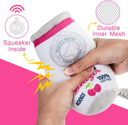 Prime Pets Plush Dog Toy, Dog Squeaky Toys, Beer Pet Toy for Small Medium Large Dogs, Stuffed Puppy Chew Toys