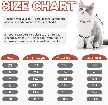 QBLEEV Cat Pajamas for Cats Only, Sticky Hair Cat Clothes, Cat Onesie for Cats After Surgery Female Male, Surgical Cat Recovery Suit Full Bodysuit, Long Sleeve Cat Shirts Outfits to Prevent Licking